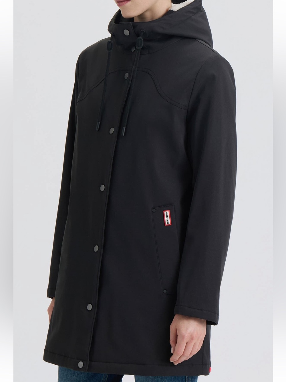 HUNTER Billie Black Water Resistant Hooded Rain Jacket Parka NWT S/P